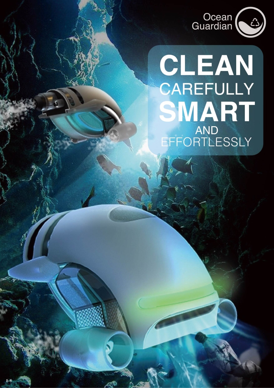 「Ocean Guardian /海洋守護者」結合AI數據及機器手臂，清理並回收海洋垃圾。
