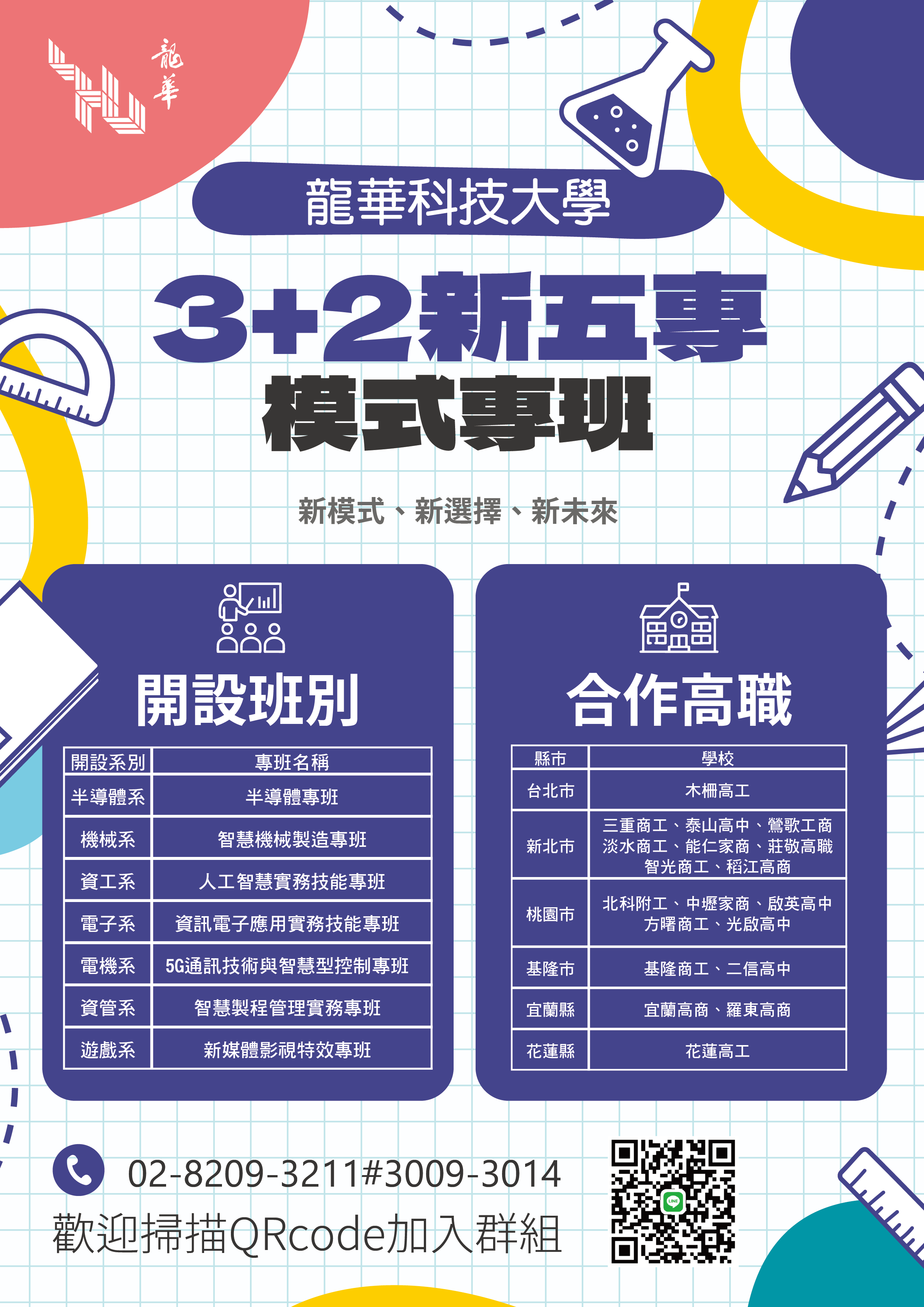 3+2新五專模式專班-新模式、新選擇、新未來，海報DM