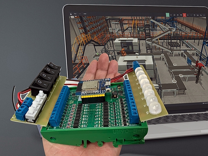 該計畫藉由自製IIoT-PLC教具推動「一人一PLC」學習,教具成本僅約1200元。圖片