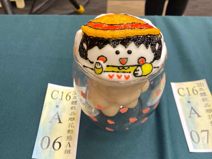 觀休系楊雅晴3D立體飲品雕花「櫻桃小丸子」好卡哇依。